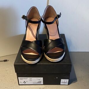 J. Crew Black Leather Espadrille Sandals